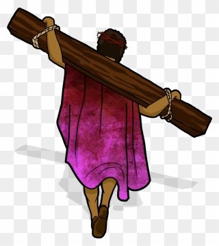 Transparent Megillah Clipart - Jesus Carrying Cross Beam - Png Download