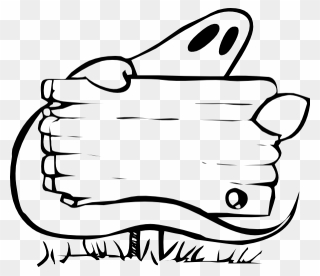 Ghost With Sign Clipart - Png Download