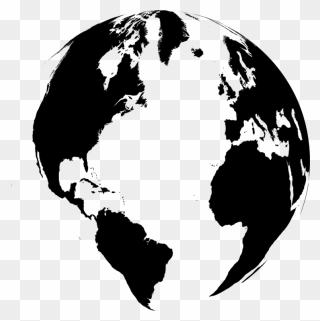 Map Of The World Clipart - Black And White World Globe - Png Download