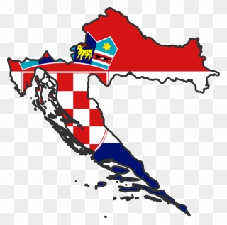 Croatian Flag Map - Croatia Map Flag Clipart