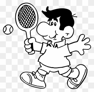 Tennis Clipart Black And White - Tennis Cartoon Black And White - Png Download