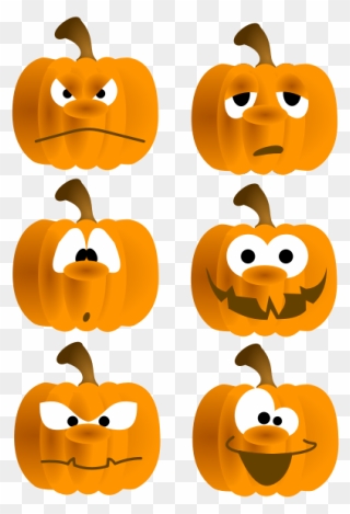 Six Different Pumpkin Faces - Clip Art Cute Pumpkins - Png Download
