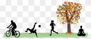 Clipart Of People Doing Various Wellness Activities - Clip Art Autumn Maple Tree - Png Download