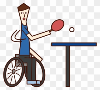 Illustration Of A Paralympic Table Tennis Player - Wheelchair Clipart
