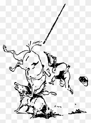 Horse With Hunter Logo Line Art Clipart