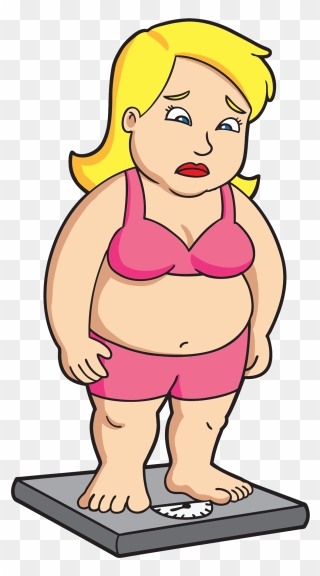 Overweight Woman On Scale Clipart