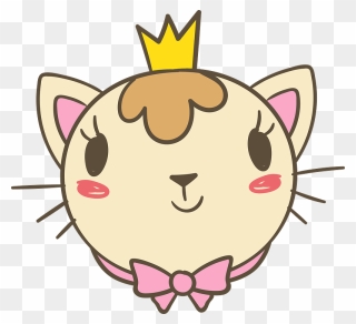 Cat Princess Face Clipart - Kitten Draw Cat For Kids - Png Download