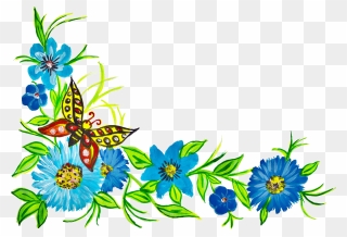 Floral With Butterfly Border Clipart Png Transparent Png