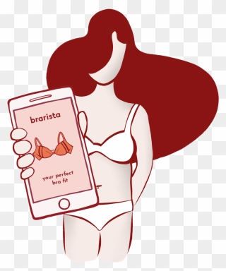 Iphone Girl - Bra Fitting Illustration Clipart