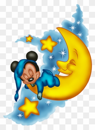 Dreams Clipart Good Night - Baby Mickey Mouse Sleeping - Png Download