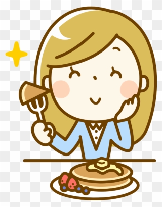 Woman Eating Pancakes - Eating A Pancake Clip Art - Png Download