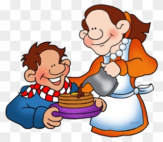 Pancakes With Maple Syrup - Kid Eating Pancakes Clipart - Png Download