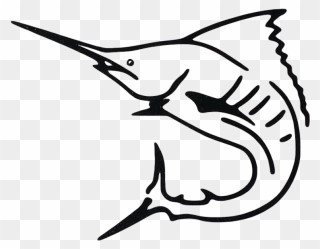 Transparent Blue Marlin Clipart - Black And White Fish Marlin - Png Download
