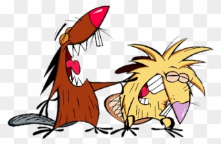 The Angry Beavers Having Fun - Rolling On The Floor Laughing Cartoon Clipart