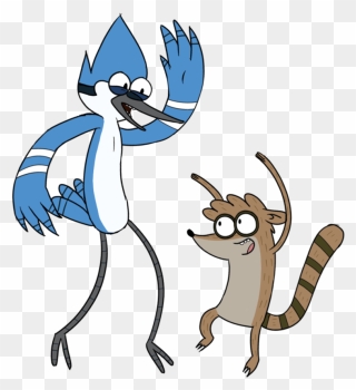 Regular Show Mordecai And Rigby Having Fun - Mordecai And Rigby Clipart