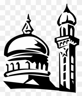 Vector Black And White Stock Islamic Mosque Dome And - Islamic Mosque Png Clipart