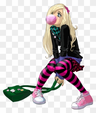 Ftestickers Clipart Cartoon Girl Bubblegum Cute - Anime Girl In Leggings - Png Download