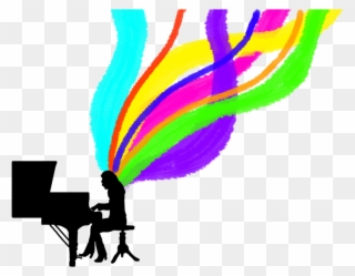 She Sits On The Cool Wooden Bench Of The Piano, Her - El Estoque Clipart