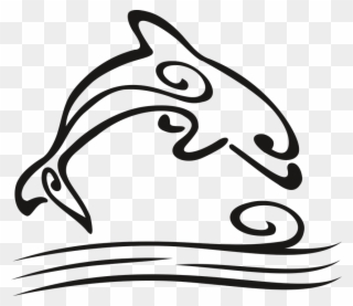 Delfin, Jump, The Waves, Water, Tattoo, Fins, Mammal - Delfin Tattoo Clipart