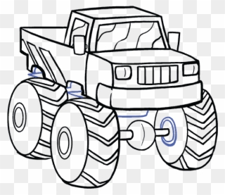 Picture Black And White How To Draw A - Step By Step Drawing Monster Truck Clipart