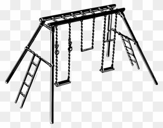 Playground Swings Climbing Frame Park Play - Playgrounds Clipart Black And White - Png Download