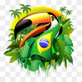 Toco With Brazil Flag - Toco Toucan With Brazil Flag Clipart