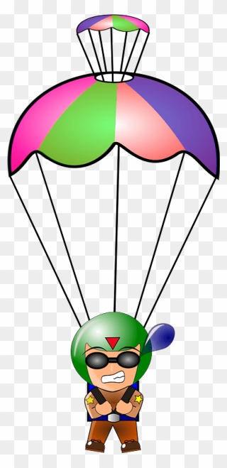 Paratrooper Chibi Clipart - Colorful Parachute Clip Art - Png Download