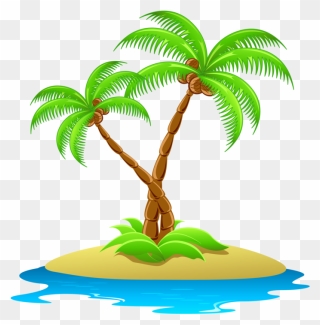 Island Clipart - Palm Tree Island Clip Art - Png Download