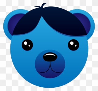 Cartoon Bear With Moist Eyes Vector Illustration - Bear With Blue Hair Clipart