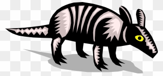 Vector Illustration Of Armored Armadillo Takes Stroll - Vector Graphics Clipart