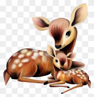 Deer With Baby Deer Clipart - Png Download
