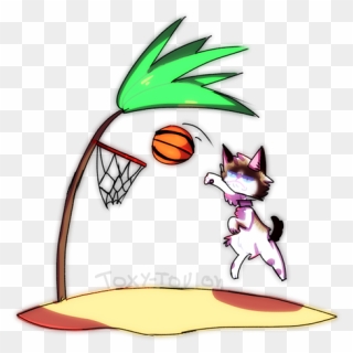 Grumpy Cat In A Desert Island Playing Basketball Clipart