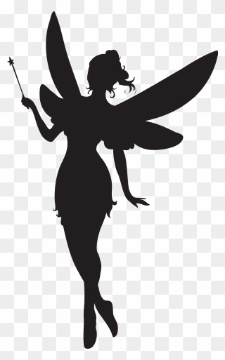 Silhouette Fairy Wand Clip Art - Transparent Background Fairy Silhouette Png