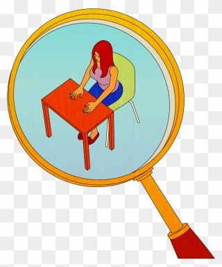 Student In Magnifying Glass Spot Art Clipart