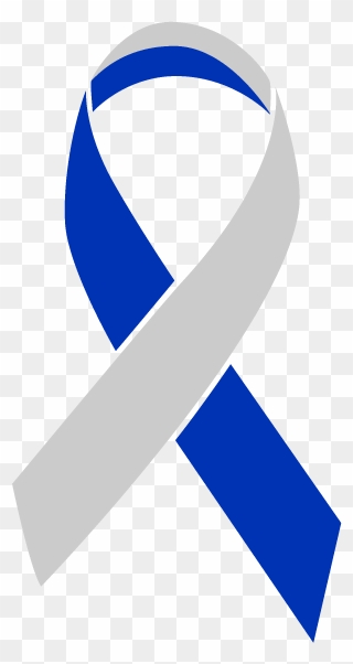 Blue And Silver Colored Living With Cancer Ribbon - Cancer Ribbon Blue Clipart