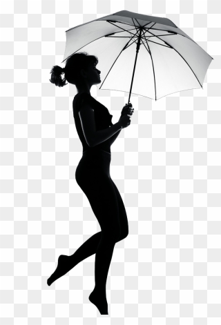 Silhouette Stock Photography Royalty-free Umbrella - Black Girl Silhouette With Umbrella Clipart