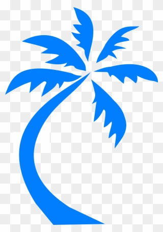 Travel, Palm Tree Palm Blue Silhouette Beach Tropi - Coconut Tree Clip Art Png Transparent Png