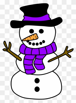 Snowman, Hat, Scarf, Purple - Clipart Snowman Png Transparent Png