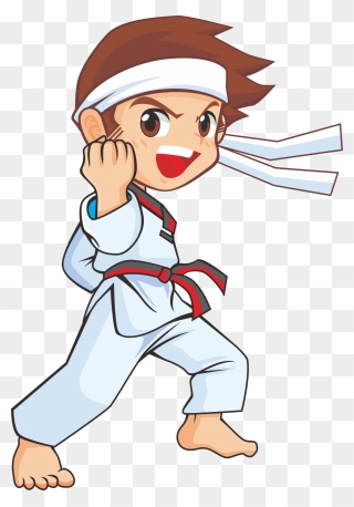 Clipart Boy Karate - Taekwondo Cartoon - Png Download