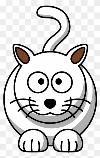 Cartoon White Cat Clipart - Black And White Animals Clipart - Png Download