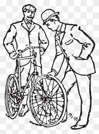 Drawn Bicycle Old Fashioned - Repairing Cycle With Dad Drawing Clipart