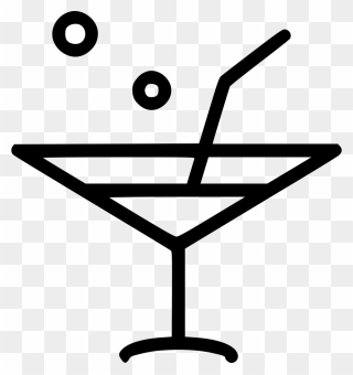 Martini Glass Cocktail Sraw - Food Clipart