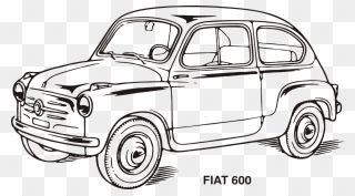 Transparent Classic Car Clipart Black And White - Fiat Clipart - Png Download