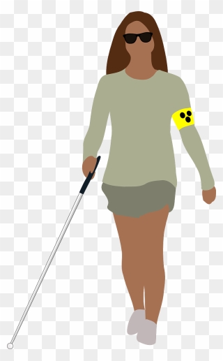 Image Of Person Navigating With White Cane - Blind Person Clipart - Png Download