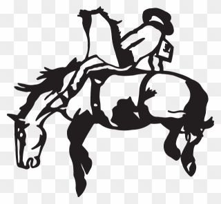 Bronc Riding Mustang Bucking Decal Sticker - Black And White Decal Stickers Bucking Horses Clipart