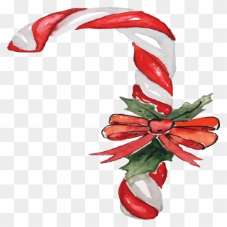 Hand Painted Watercolor Christmas Crutches Transparent - Candy Cane Clipart