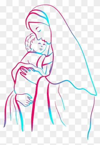 Mary With Jesus - Drawing Mary Jesus Mother Clipart