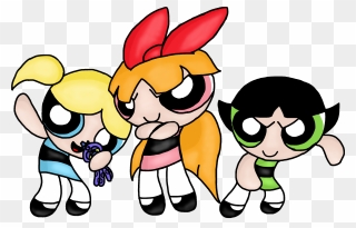 Powerpuff Girls Clipart Power Up - Bubbles And Blossom Ppg - Png Download