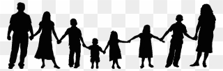Shadow Clipart Family - Family Holding Hands Silhouette - Png Download