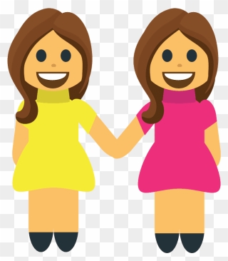 Women Holding Hands Emoji Clipart - وکتور دو تا دوست - Png Download